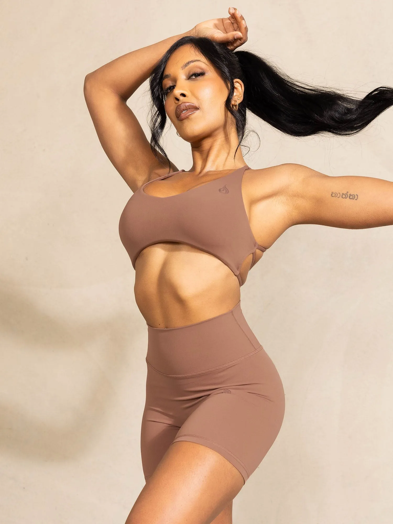 Athletic Red NKD Embody Sports Crop - Mocha