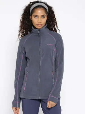 Columbia Women Navy Blue Leadbetter Mountain Full Zip Fleece Adjustable Cuffs