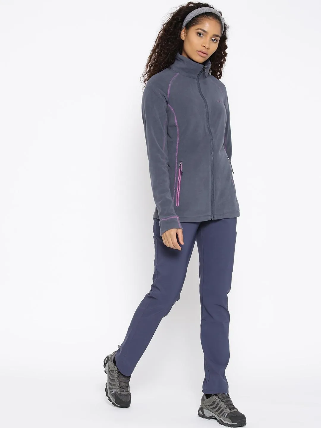 Columbia Women Navy Blue Leadbetter Mountain Full Zip Fleece Anti Snag Zipper Pulls night