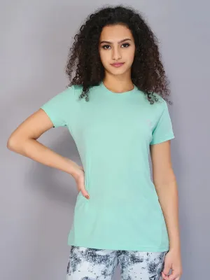 Cozy Vibes Women Solid Slim Fit Crew Neck T-shirt with TECHNO COOL