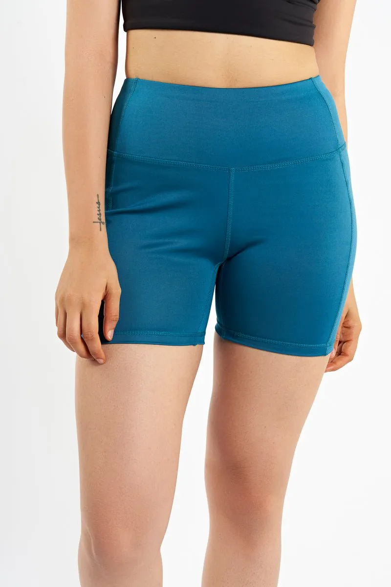 Ink Blue Basic Hot Shorts AdjustableDrawstring Reinforced Gusset