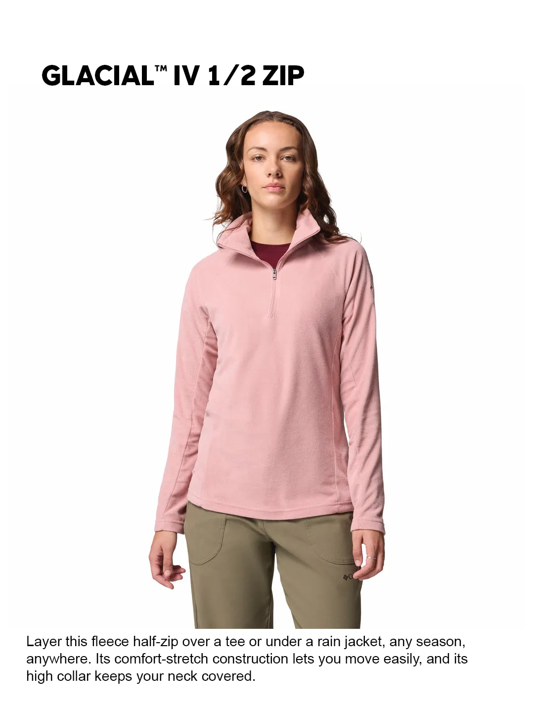 Columbia Women Pink Glacial IV Pullover QuickDryFabric Windbreaker Tech