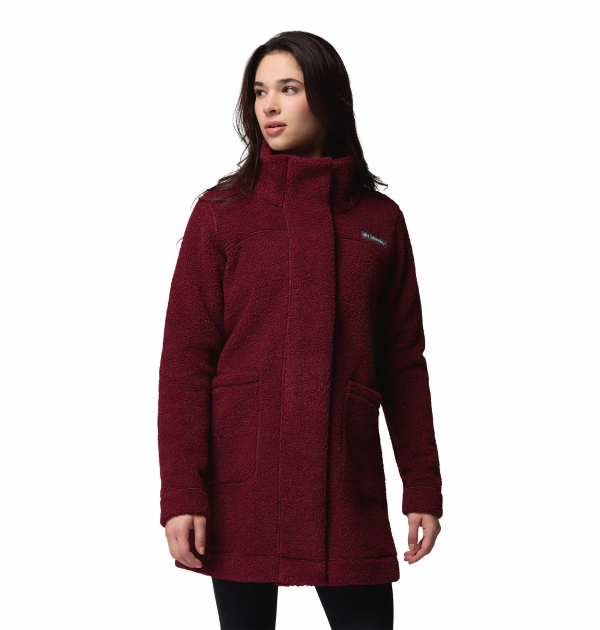 Columbia Women Maroon Panorama Fleece Jacket Faith High Density Weave