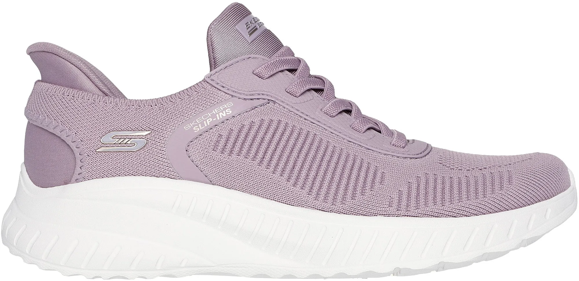 Durable Rubber Outsole Skechers BOBS Sport Squad Chaos Womens Training Shoes - Purple
