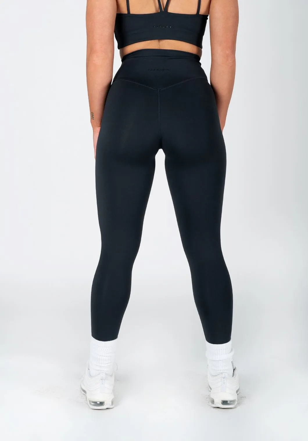 FlexSweat Crossover Sculptseam? Legging Black Comfort Seeker Morning Stretch Mesh Panel Studio Practice