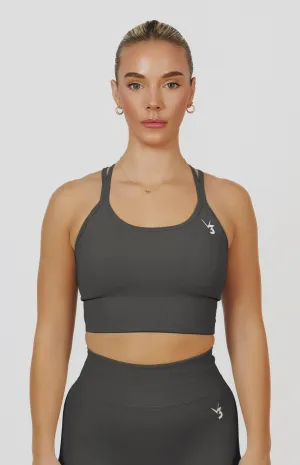 Back Ventilation Design advertising campaign Form Seamless Strappy Sports Bra - Slate Grey