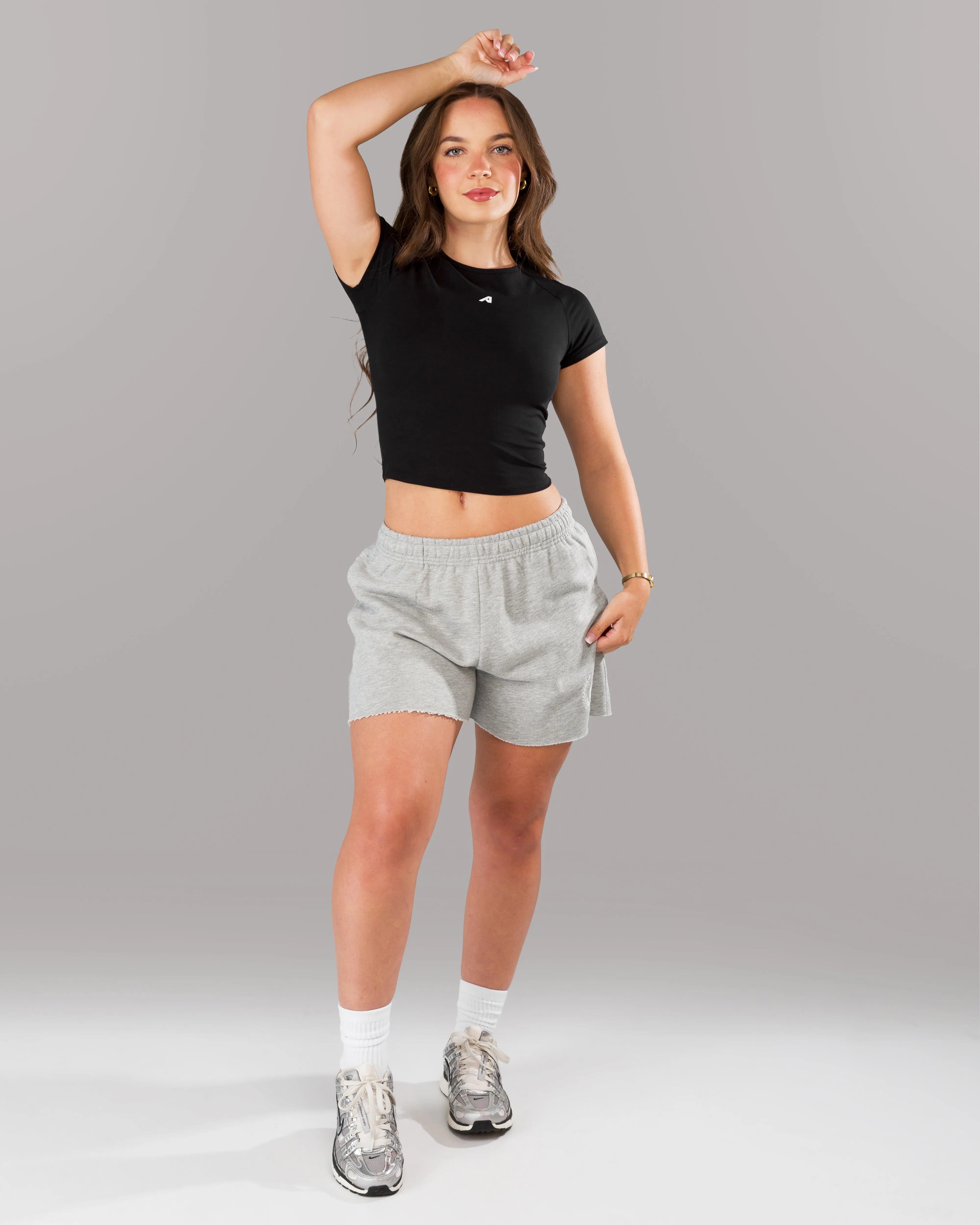 hoodie Non slip grip Core Sweat Short - Heather Grey