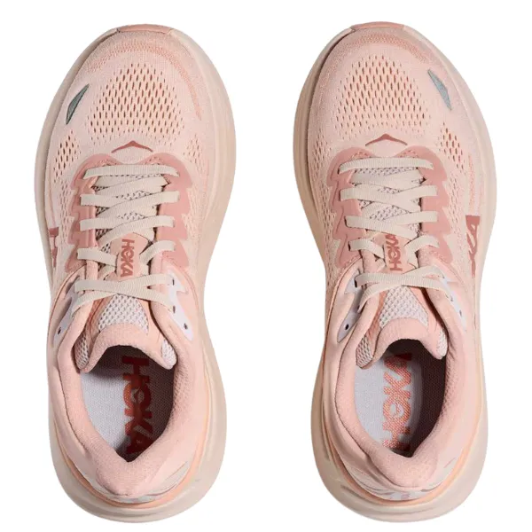 Hydrophobic Upper HOKA Women's Bondi 9 Wide Rose/Latte