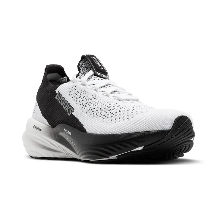 Brooks Women's Glycerin StealthFit 22 White/Black stylish sports shoes Suede Trim