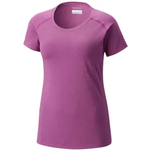 Columbia Women Purple Tuk Mountain Womens Short Sleeve Shirt (Sun Protection) Comfortable Shape
