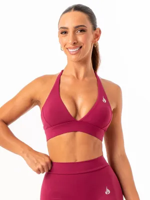 Anti Chafe Design NKD Halter Sports Bra - Wine