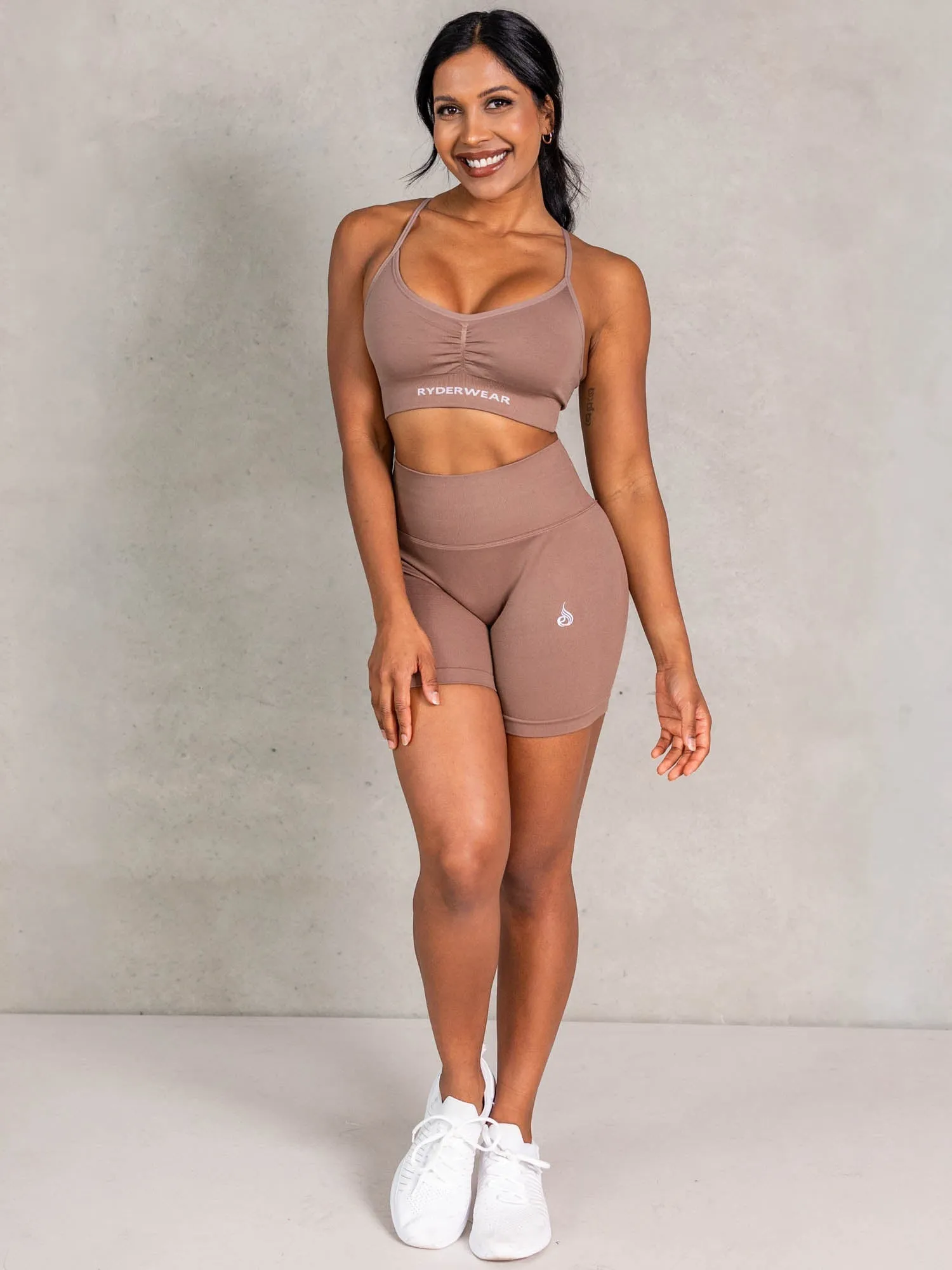 NRG Seamless Sports Bra - Almond Monogrammed seams