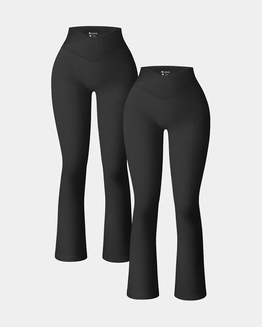 Ribbed Seamless  High Waist Cross Over Bell Bottoms  Leggings Fitness wear No Gap Waistline