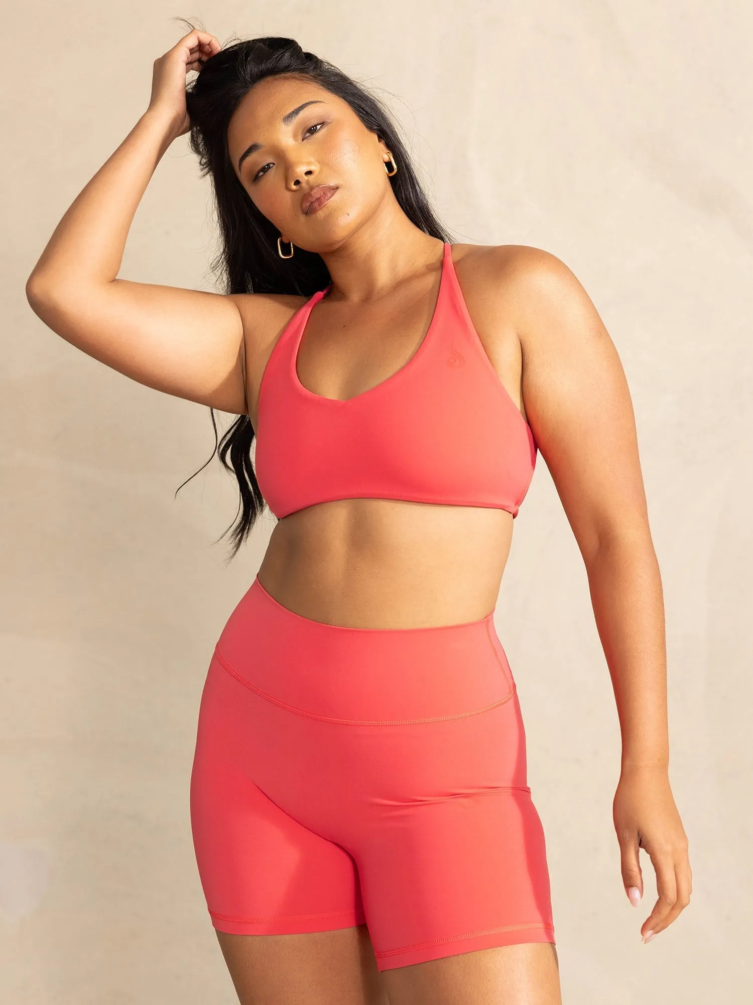 Dynamic Motion Fit Lightweight Fit NKD Embody Sports Crop - Neon Salmon