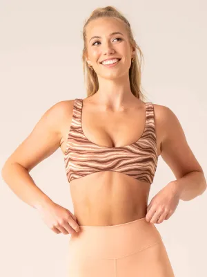 Compression Zone Technology Seamless Look Unstoppable Lounge Bra - Mocha Zebra
