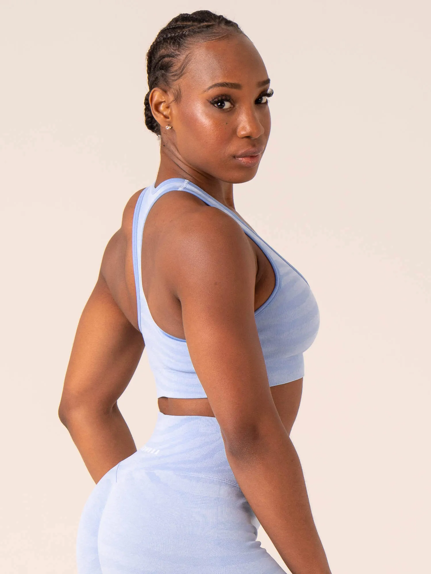 Zebra Seamless Sports Bra - Sky Blue Zebra Workout partners