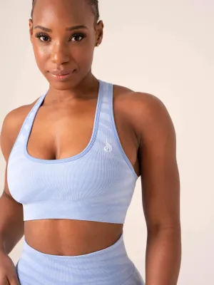 Zebra Seamless Sports Bra - Sky Blue Zebra Postpartum Non-Chafing Edge
