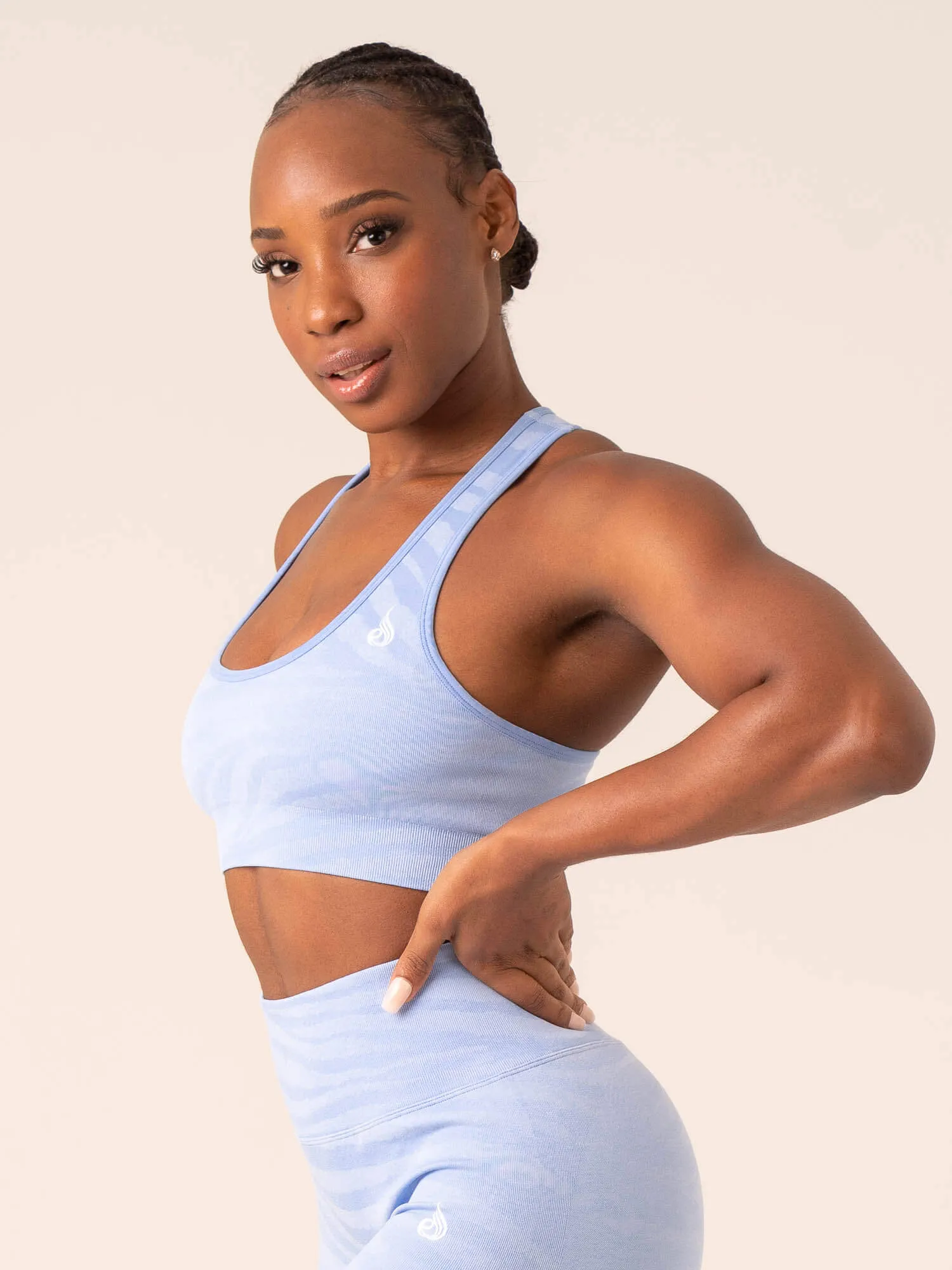 Zebra Seamless Sports Bra - Sky Blue Zebra Short fit Outdoor Clothing