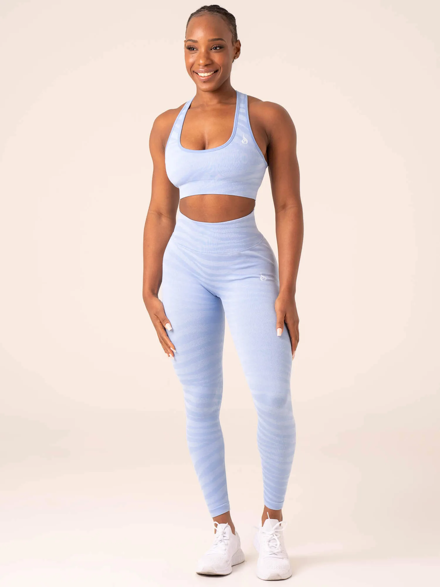 Zebra Seamless Sports Bra - Sky Blue Zebra Thin straps seams All-Day Band