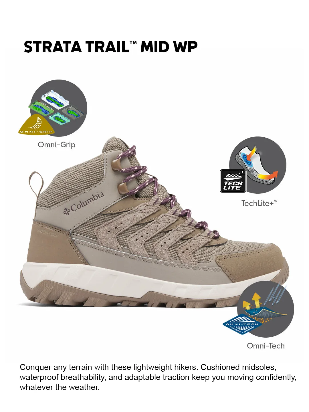 Columbia Women Brown OmniGrip Strata Trail Waterproof Hiking and Trekking Shoes Waterproof footwear