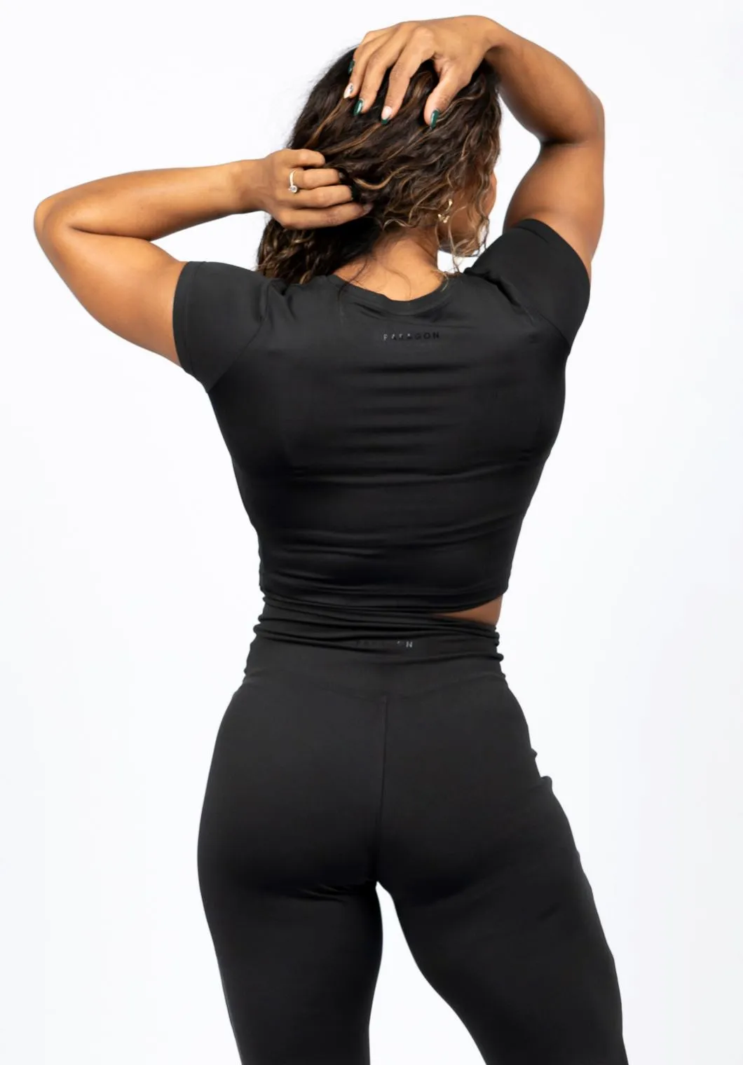 Denim combination Reluna Short Sleeve Crop Black