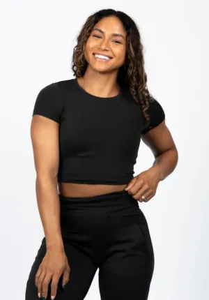 Reluna Short Sleeve Crop Black Soft and durable