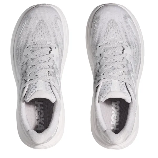 Hoka Women's Clifton 10 Wide Grey running in a 20K shoes