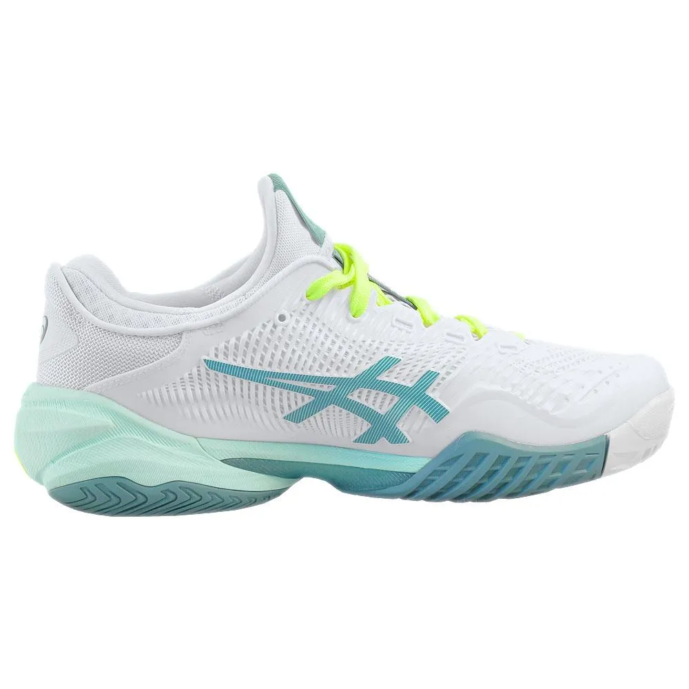 Shock Absorbing Heel Stabilizer Asics Women's Court FF 3 - White/Soothing Sea