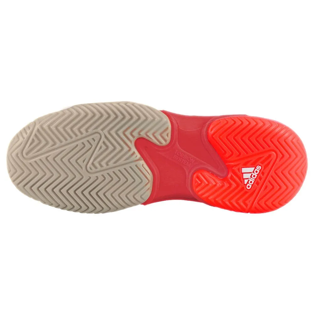 adidas Women's Barricade 13 - Cloud White/Lucid Red Wide toe box Slip Resistant Grip