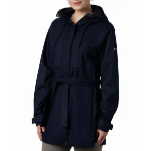 Columbia Women Navy Blue Pardon My Trench Rain Jacket DualVentilation Zippers Relaxed Edge