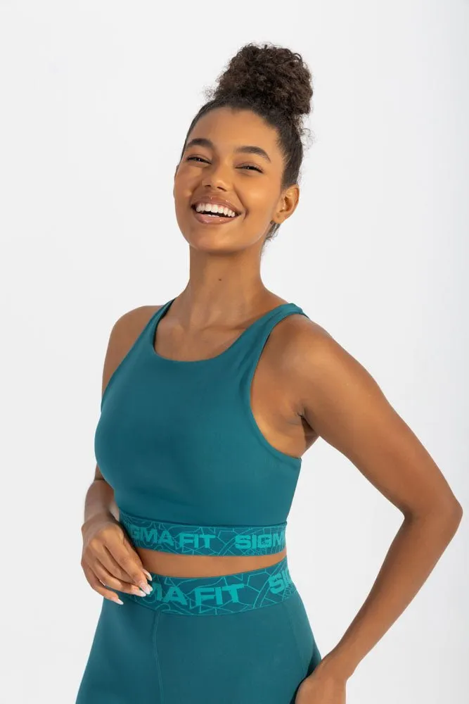 Non-Irritating Edges Stretchable Fabric Dynamic Sports Bra Shaded Spruce