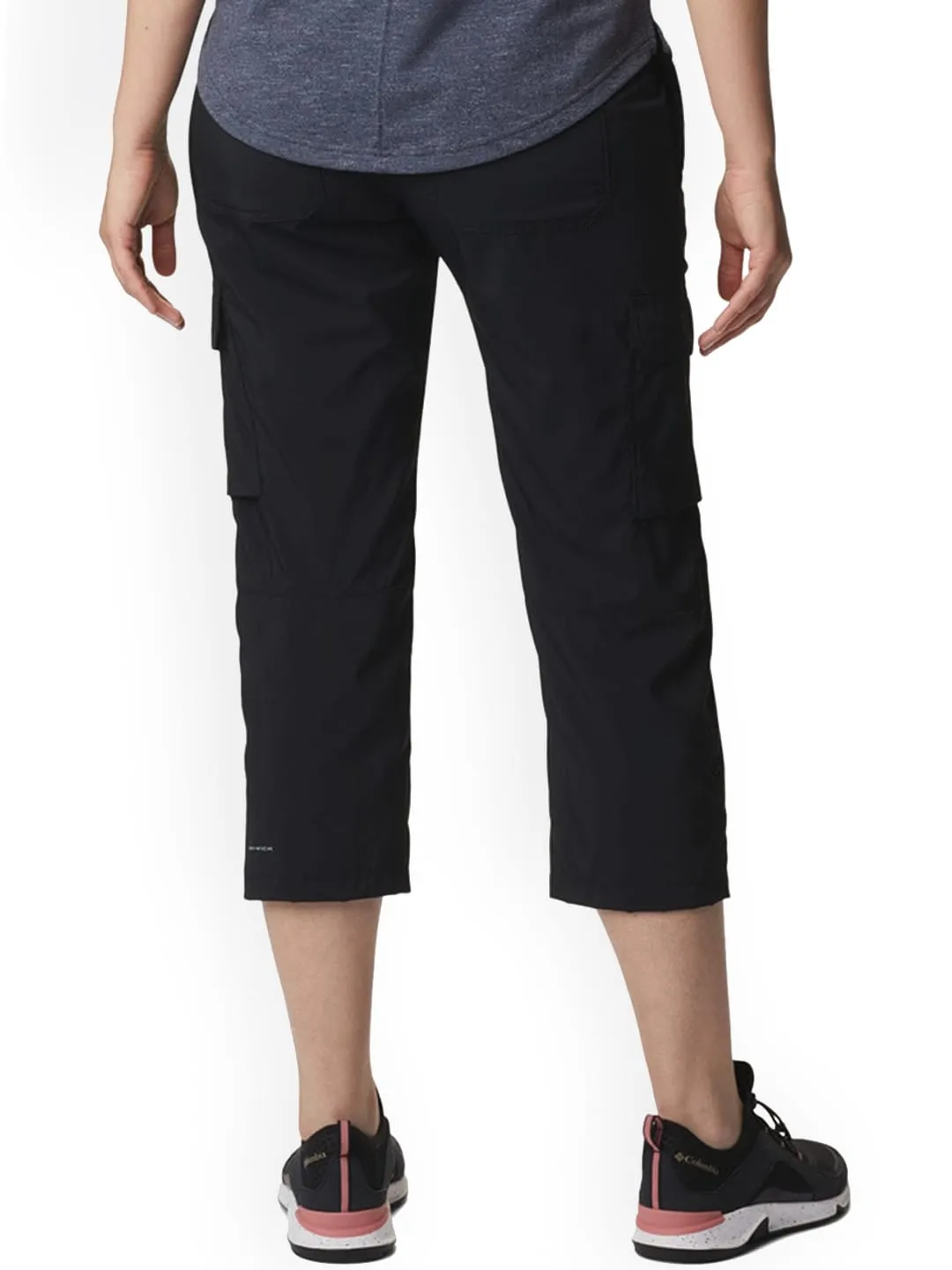 HighBackRise Columbia Women Black Silver Ridge Utility Capri (Sun Protection)