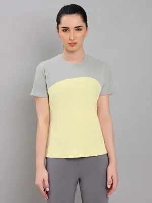 UltraLightweight Women Colorblock Slim Fit Crew Neck T-shirt with TECHNO COOL 