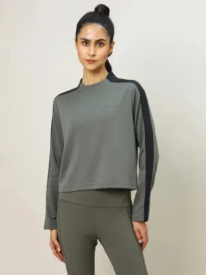 Women Colorblock Slim Fit Crew Neck Pullover with ELASTO PLUS Vintage Style Breathable Layer