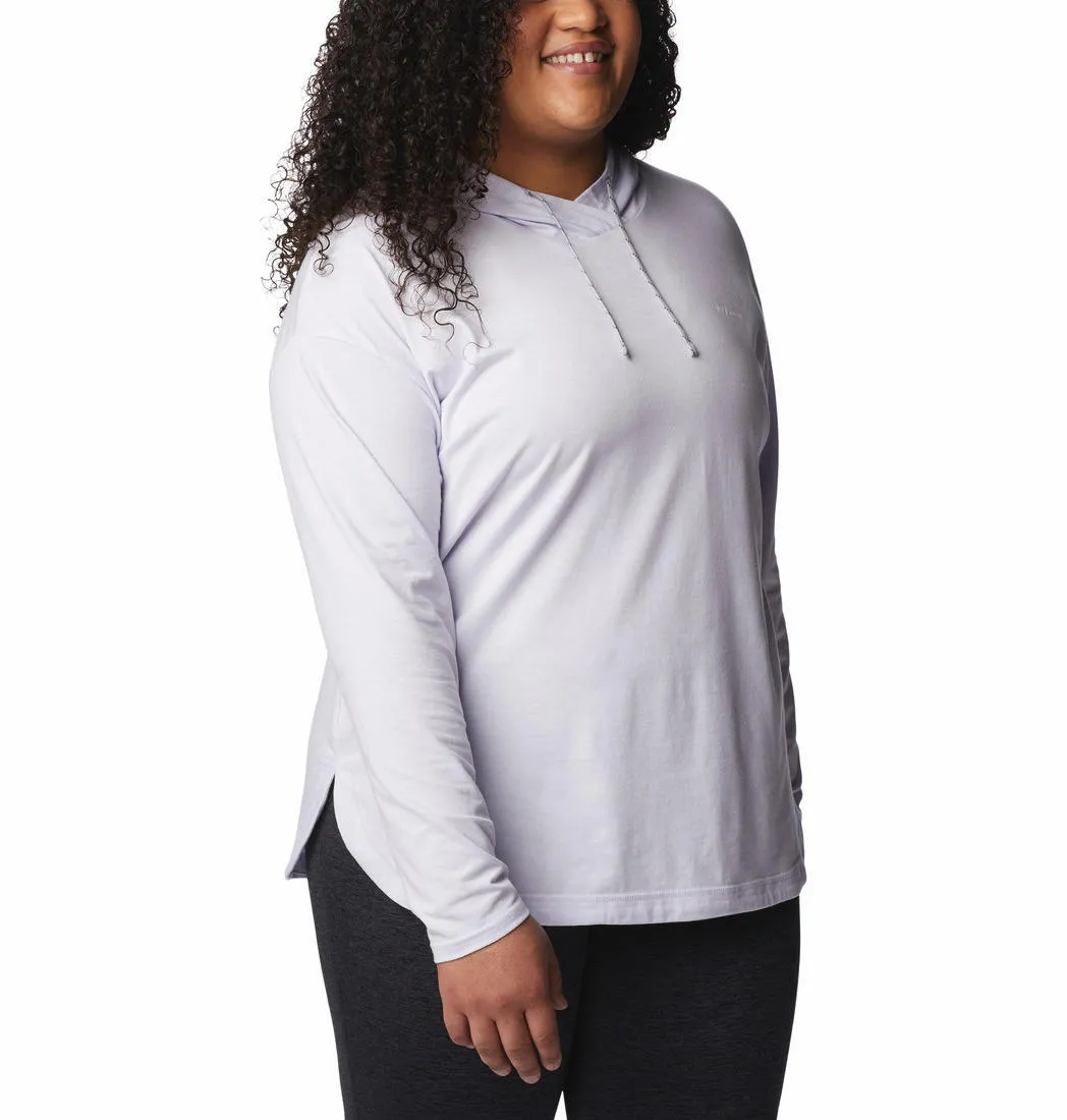 Columbia Women Purple Sun Trek Hooded Pullover (Sun Protection) Moisture Management Fabric Relaxed Fit Design