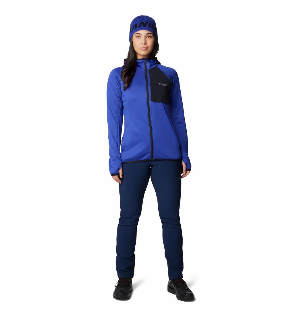 Columbia Women Blue Triple Canyon Grid Fleece Hooded FZ Round-neck
