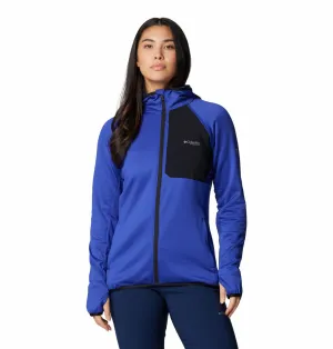 waist length Columbia Women Blue Triple Canyon Grid Fleece Hooded FZ