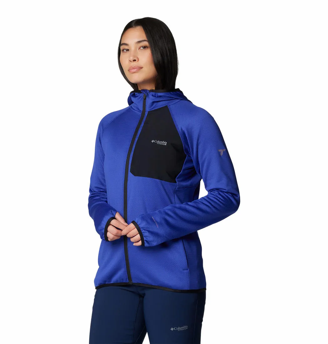 Columbia Women Blue Triple Canyon Grid Fleece Hooded FZ Multi Season