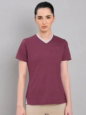 Casual Choice Wear Athletic Comfort Wear Women Solid Slim Fit V Neck T-shirt with DOUBLE COOL
