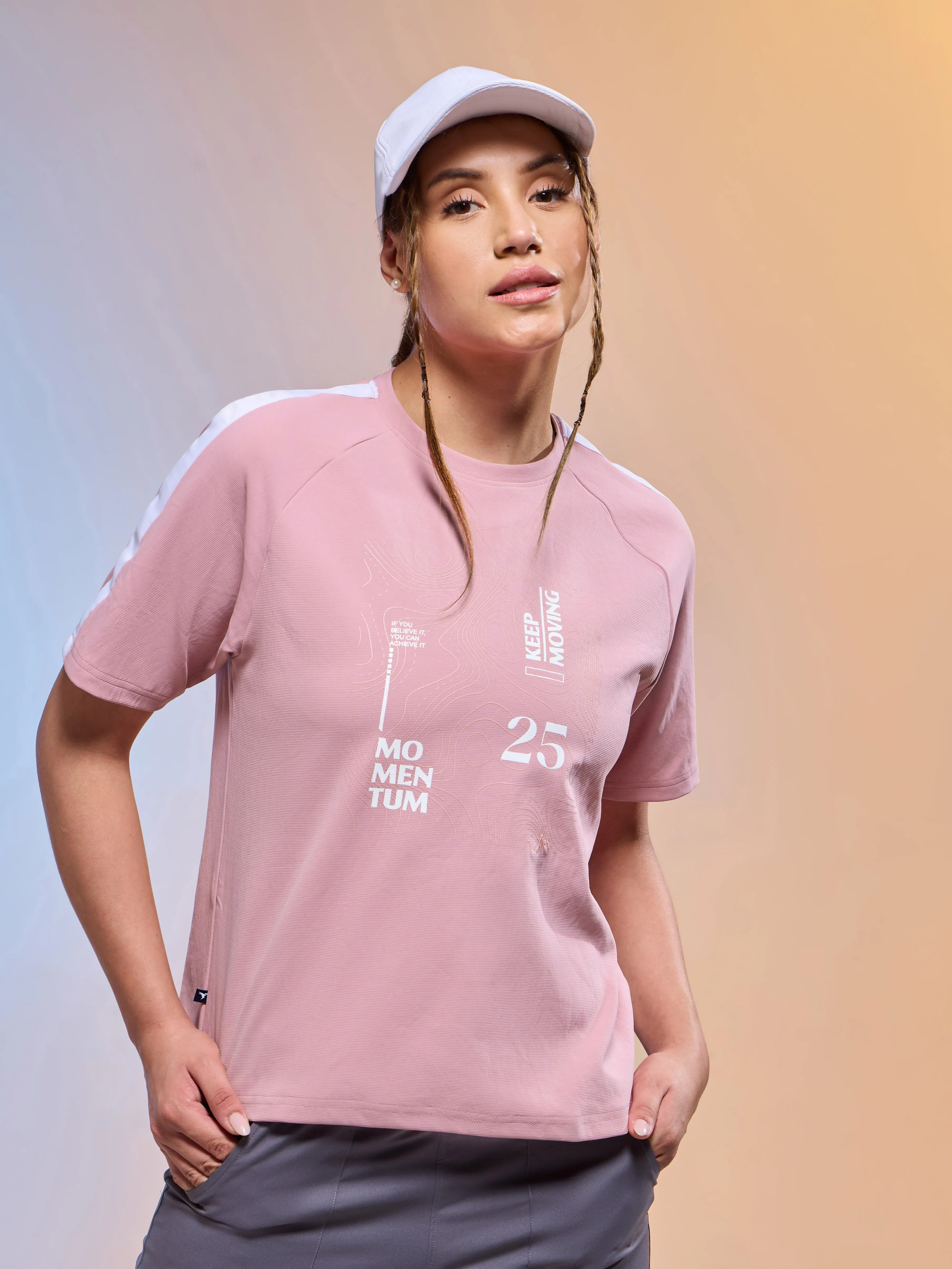 Women Printed Relaxed Fit Round Neck T-shirt with ELASTOPLUS Reinforced Shoulders
