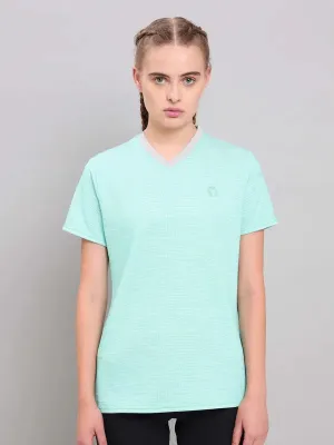 Women Solid Slim Fit V Neck T-shirt with DOUBLE COOL Modern Comfort Style Fade Resistant Print