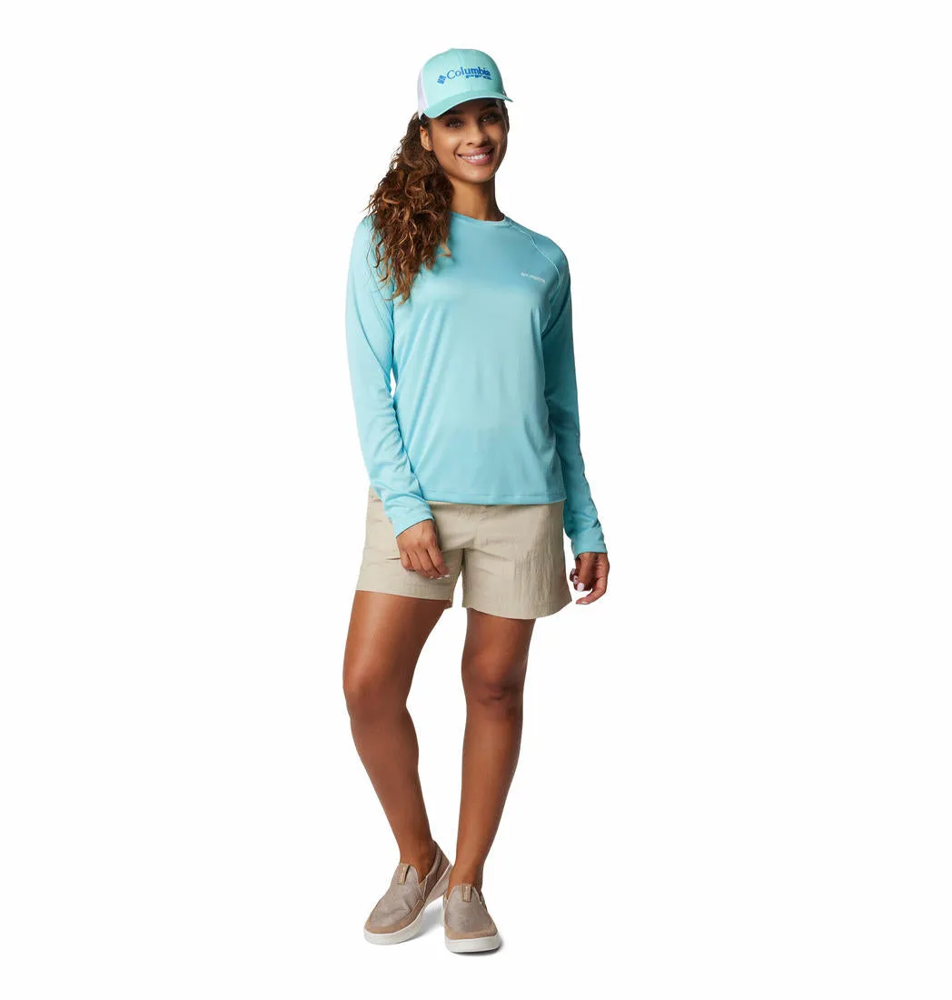 Columbia Women Blue Tidal Tee II Long Sleeve (Sun Protection) OdorResistant Fabric
