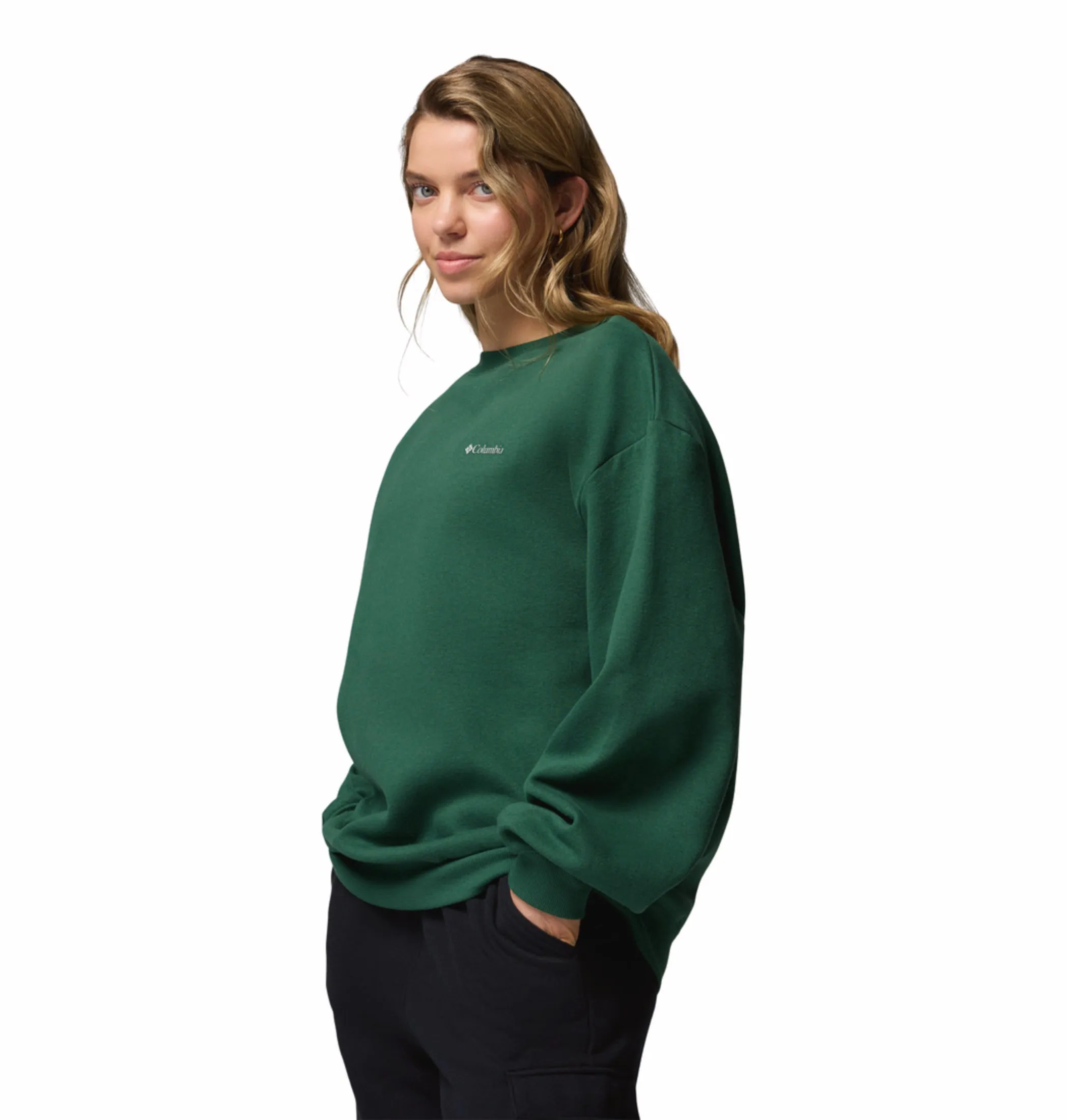 Breathable Layer Columbia Women Green Aldermore Crew Sweatshirt