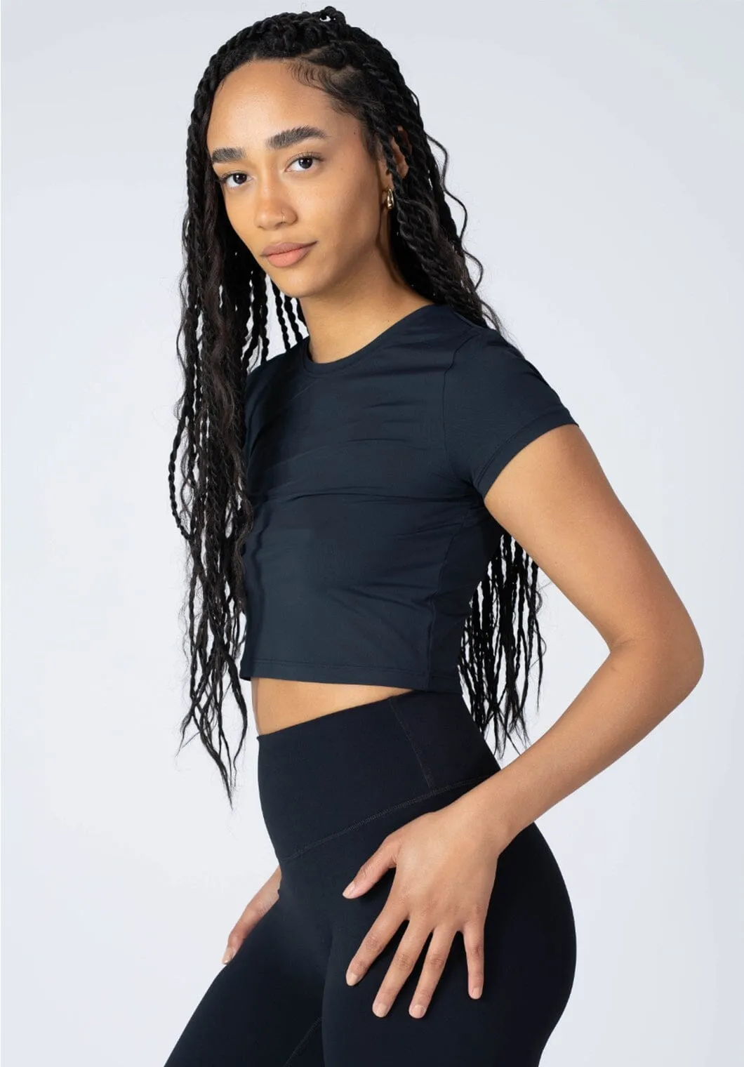 Festival wear Stylish and Fun LiteSpeed Short Sleeve Crop Black
