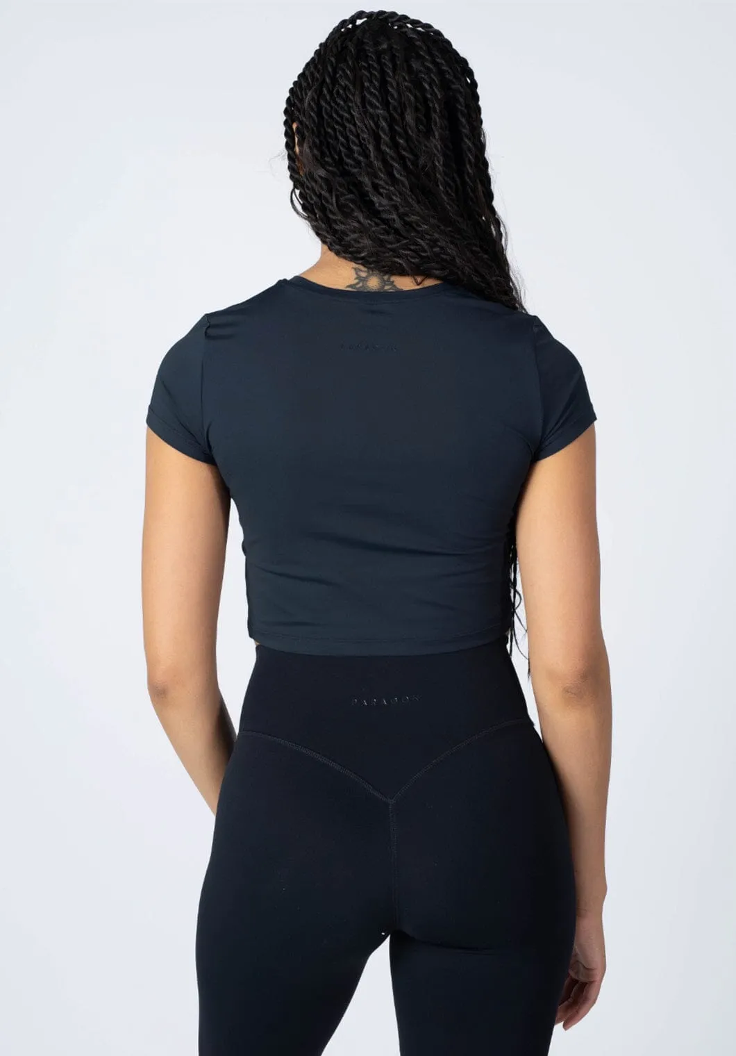 LiteSpeed Short Sleeve Crop Black Trendy Casual Wear