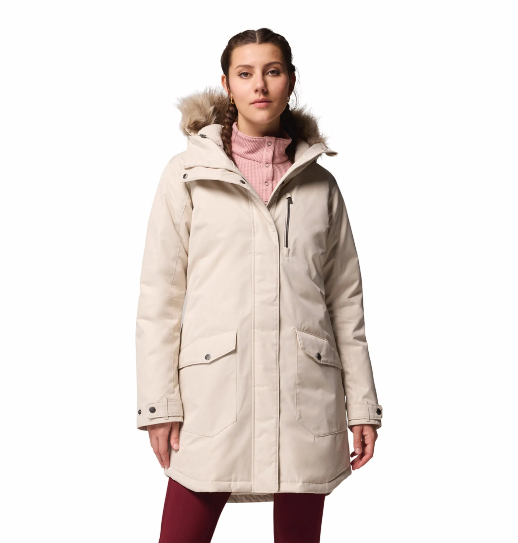 Zip Front Columbia Women Beige OmniHeat Reflective Suttle Mountain Insulated Jacket