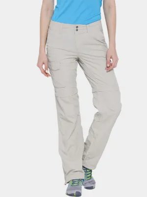 Anti Sag Fabric Blend Crossfit Ready Columbia Women Beige Silver Ridge Convertible Pant (Sun Protection)