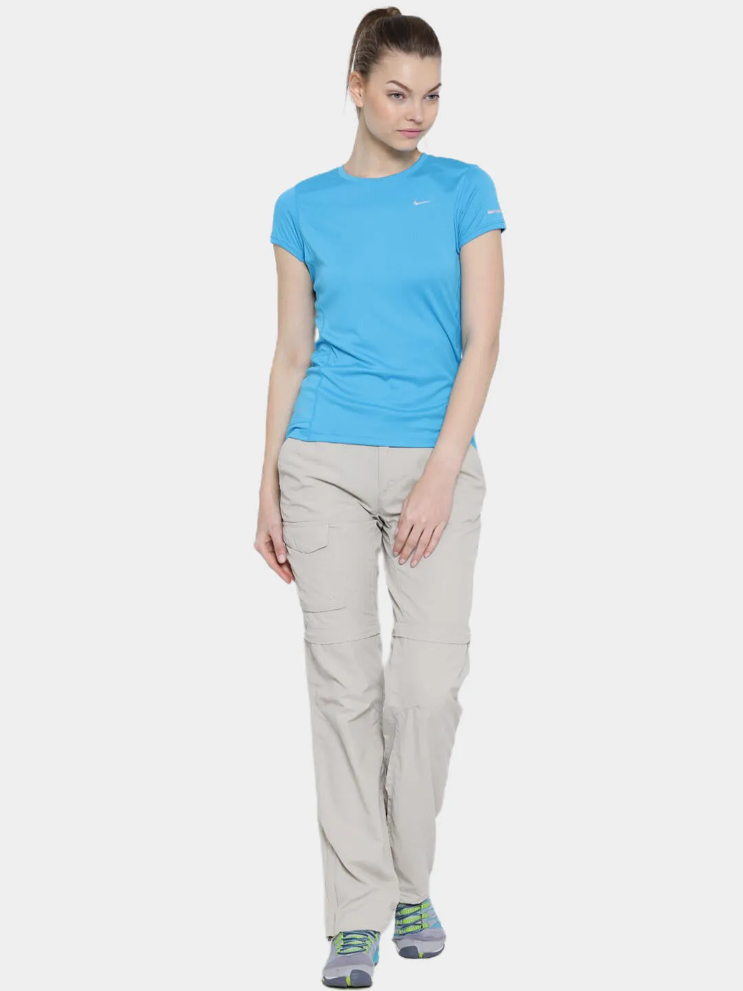 Columbia Women Beige Silver Ridge Convertible Pant (Sun Protection) Sweat Resistant