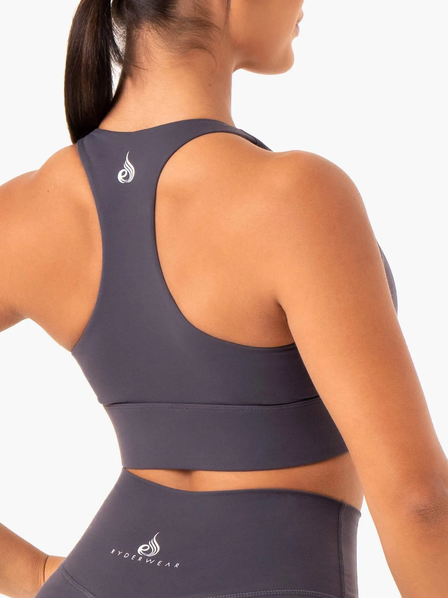 slim fit Windproof seams Base Racer Back Sports Bra - Charcoal