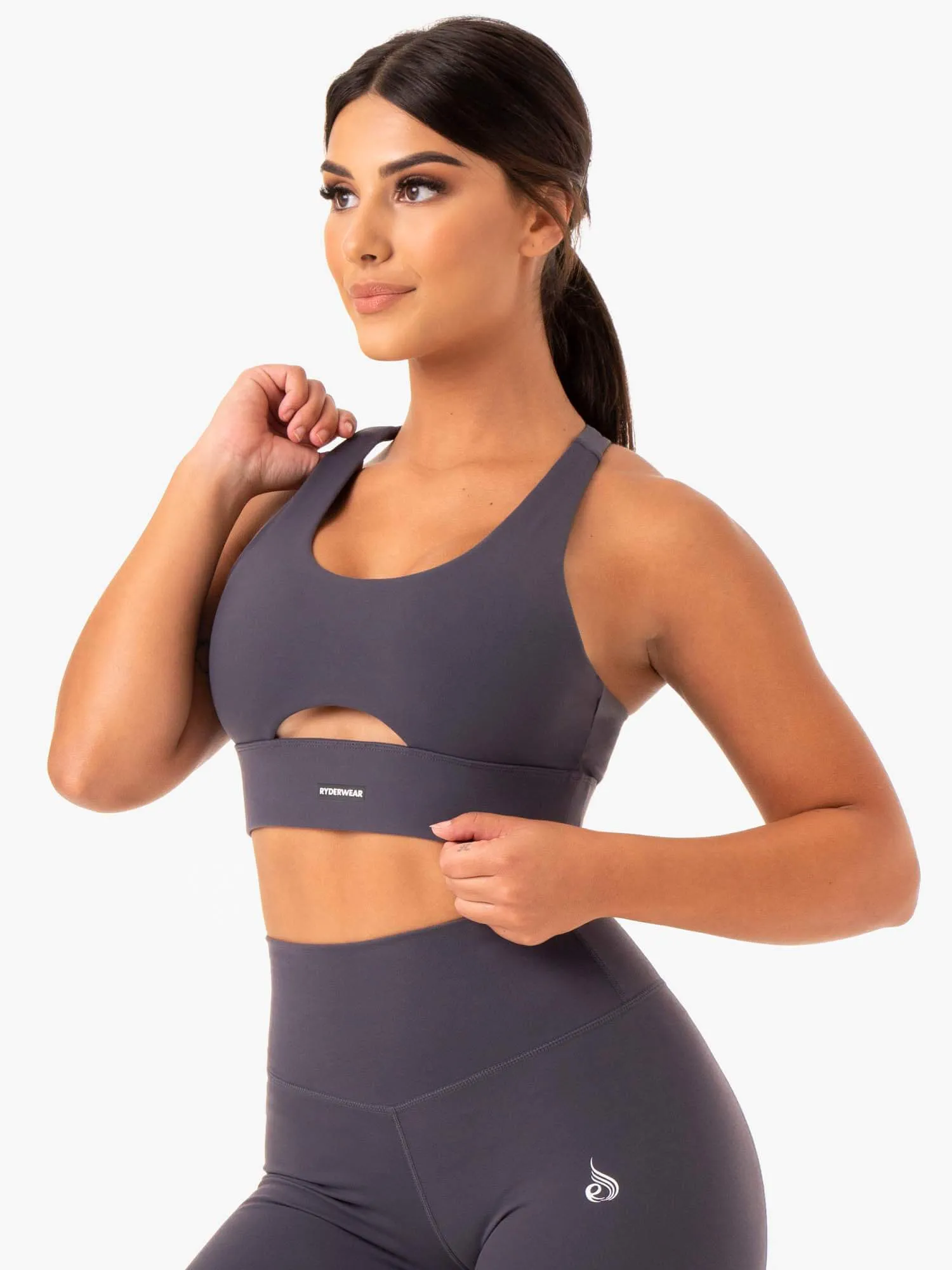 Base Racer Back Sports Bra - Charcoal Comfortable Strap Soft Material